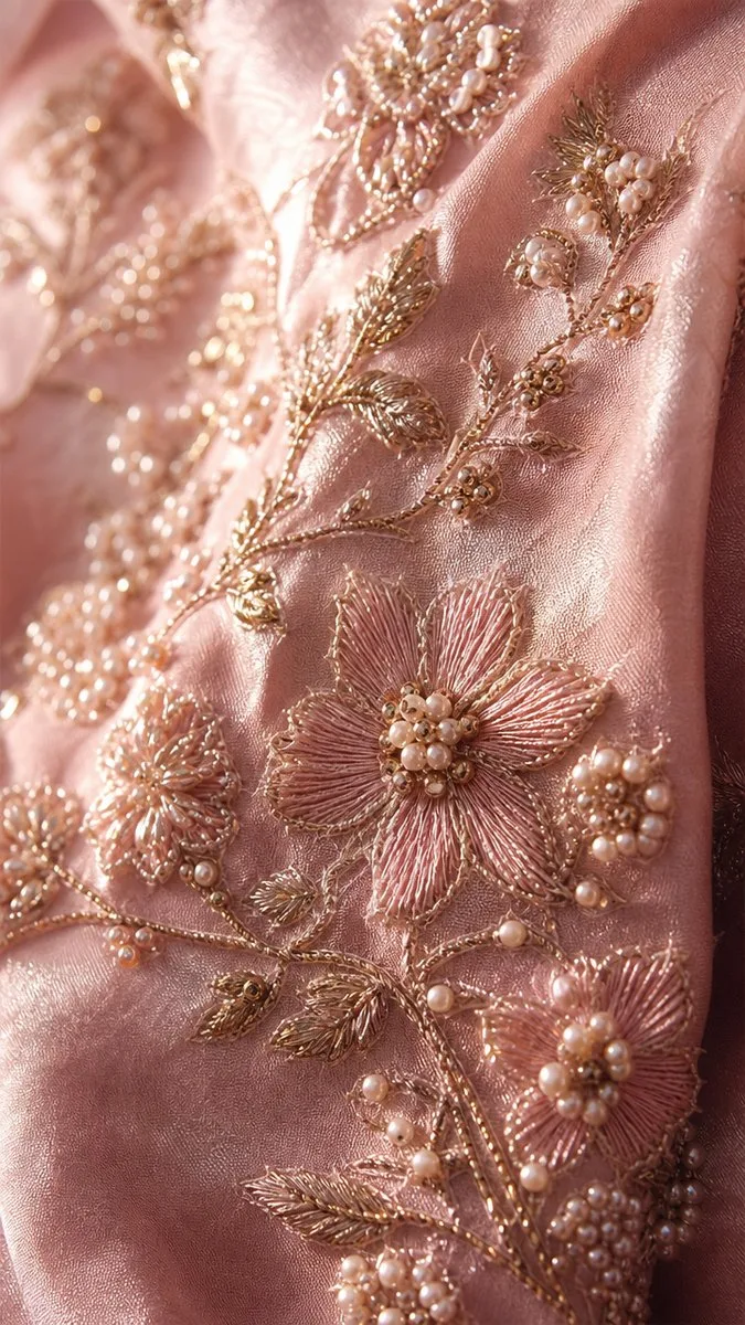 Broderie florală cu mărgele